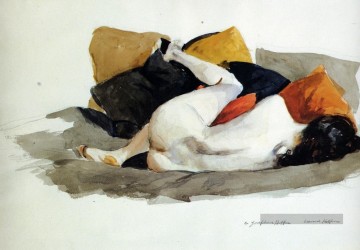 nu Edward Hopper couché Peinture à l'huile
